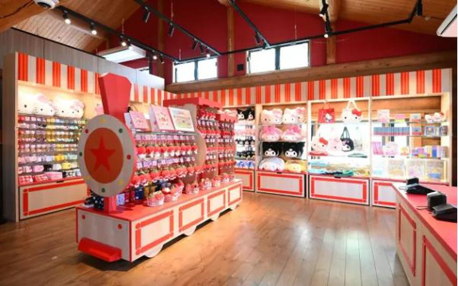 Hello Kitty, Kuromi, etc. Sanrio characters merchandises on the display in the room.